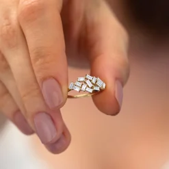 14k Baguette Diamond Cluster Ring