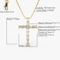 14K Baguette Diamond Cross