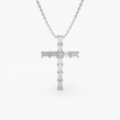 14K Baguette Diamond Cross