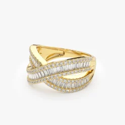 14k Baguette Diamond Crossover Ring