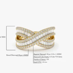 14k Baguette Diamond Crossover Ring