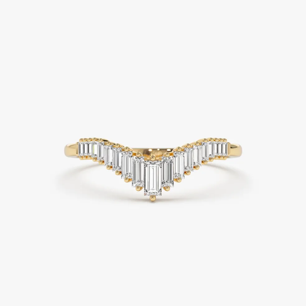 14K Baguette Diamond Curved Tiara Ring