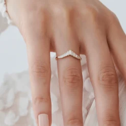 14K Baguette Diamond Curved Tiara Ring