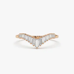 14K Baguette Diamond Curved Tiara Ring