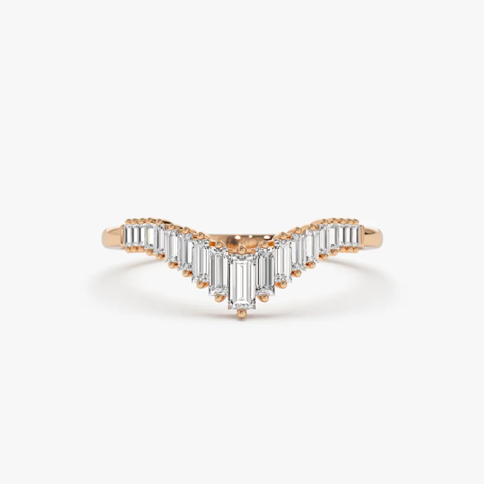 14K Baguette Diamond Curved Tiara Ring