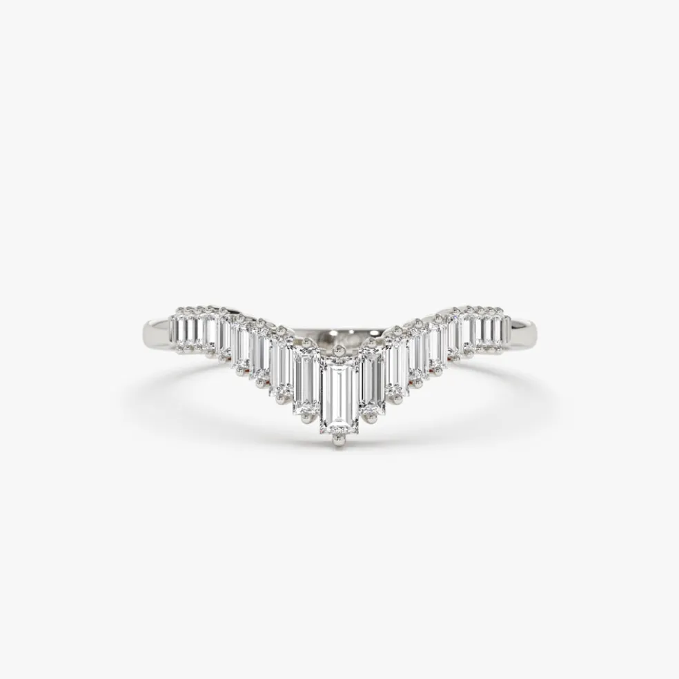 14K Baguette Diamond Curved Tiara Ring