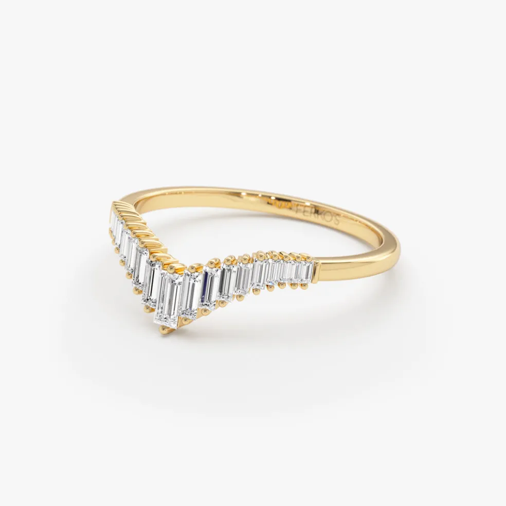 14K Baguette Diamond Curved Tiara Ring
