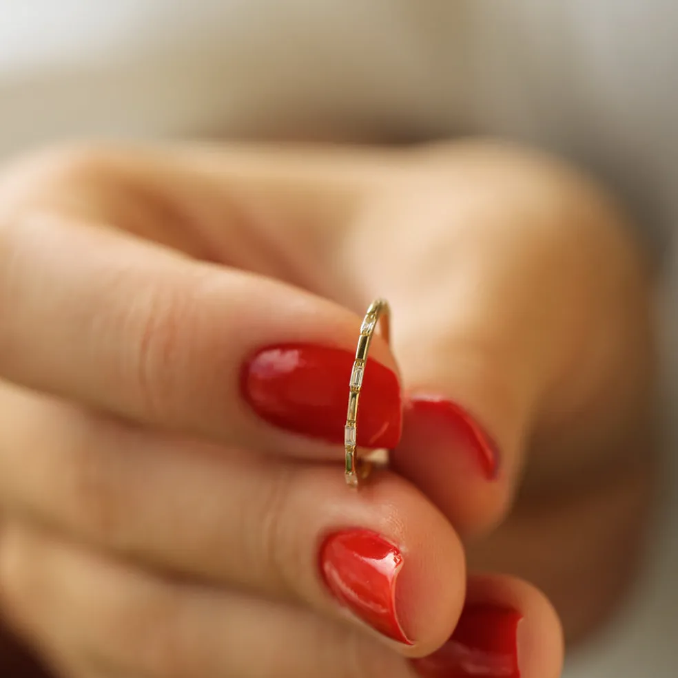 14k Baguette Diamond Dainty Full Eternity