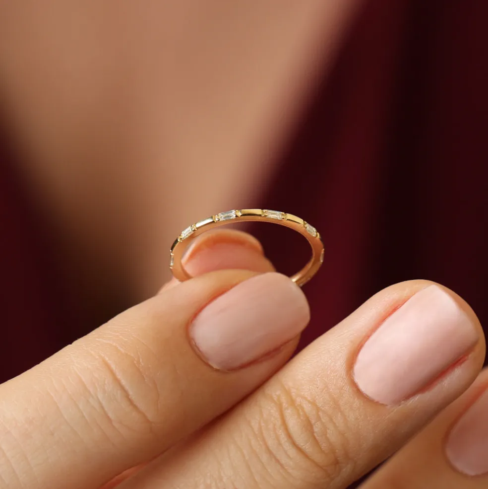 14k Baguette Diamond Dainty Full Eternity