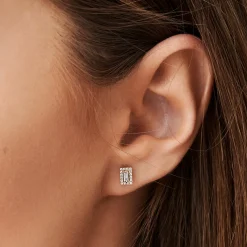 14k Baguette Diamond Halo Setting Diamond Studs
