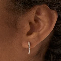 14k Baguette Diamond Hoop Earrings
