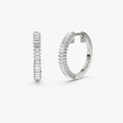 14k Baguette Diamond Hoop Earrings