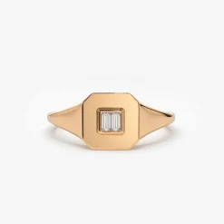 14k Baguette Diamond Pinky Ring