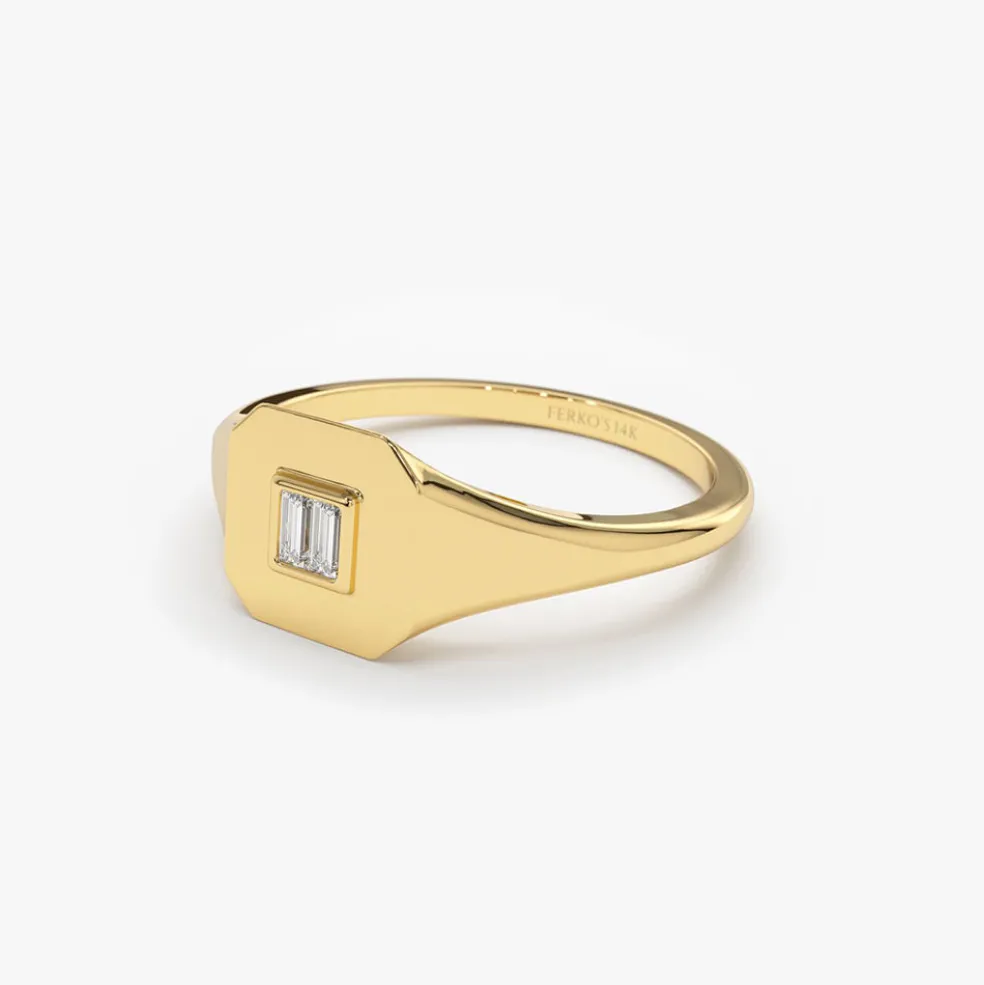 14k Baguette Diamond Pinky Ring