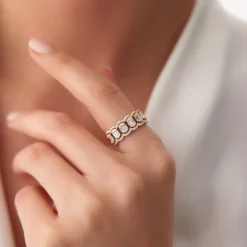 14k Baguette Diamond Ring in Halo Setting