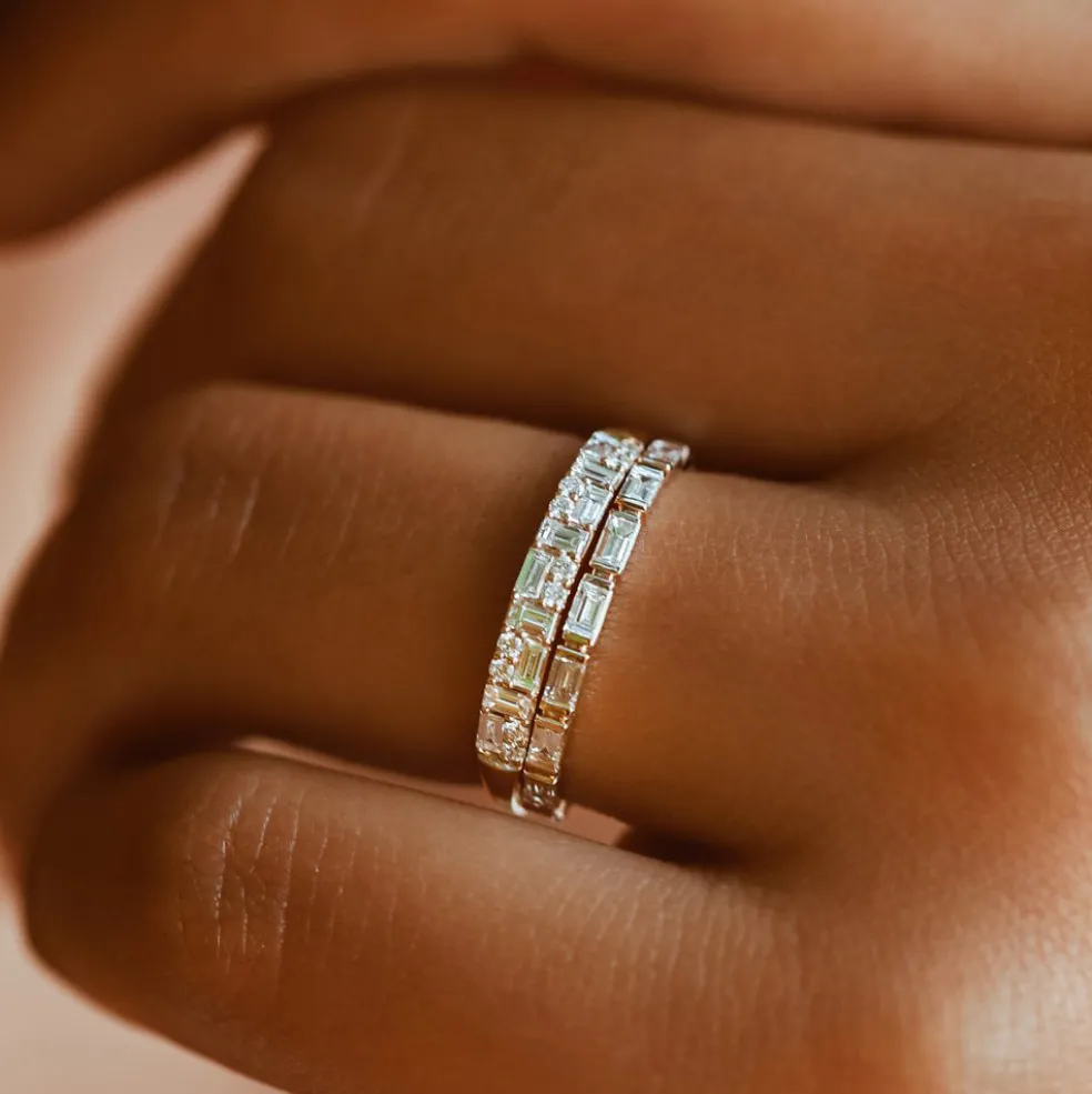 14k Baguette Diamond Stacking Ring
