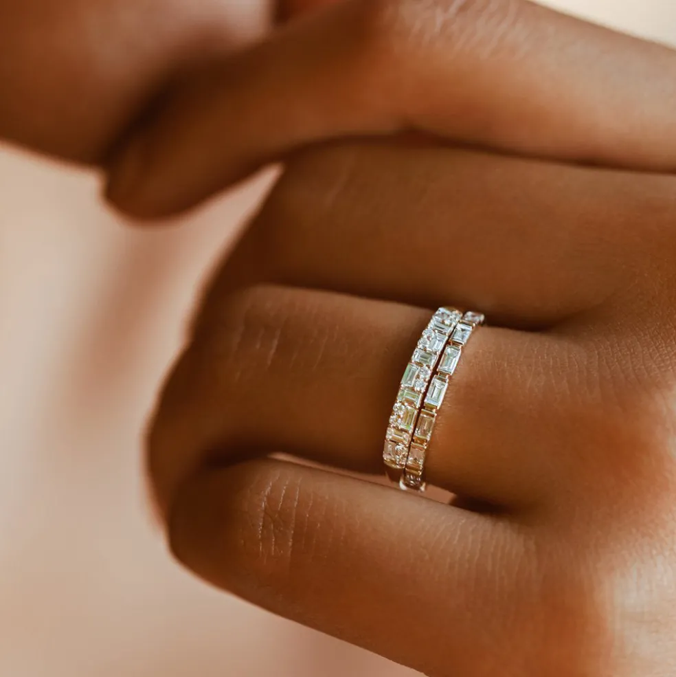 14k Baguette Diamond Stacking Ring