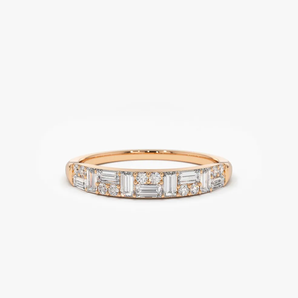 14k Baguette Diamond Stacking Ring