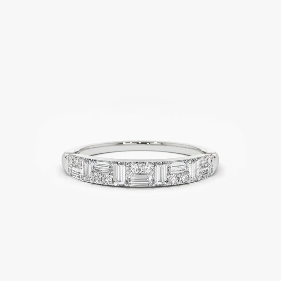 14k Baguette Diamond Stacking Ring