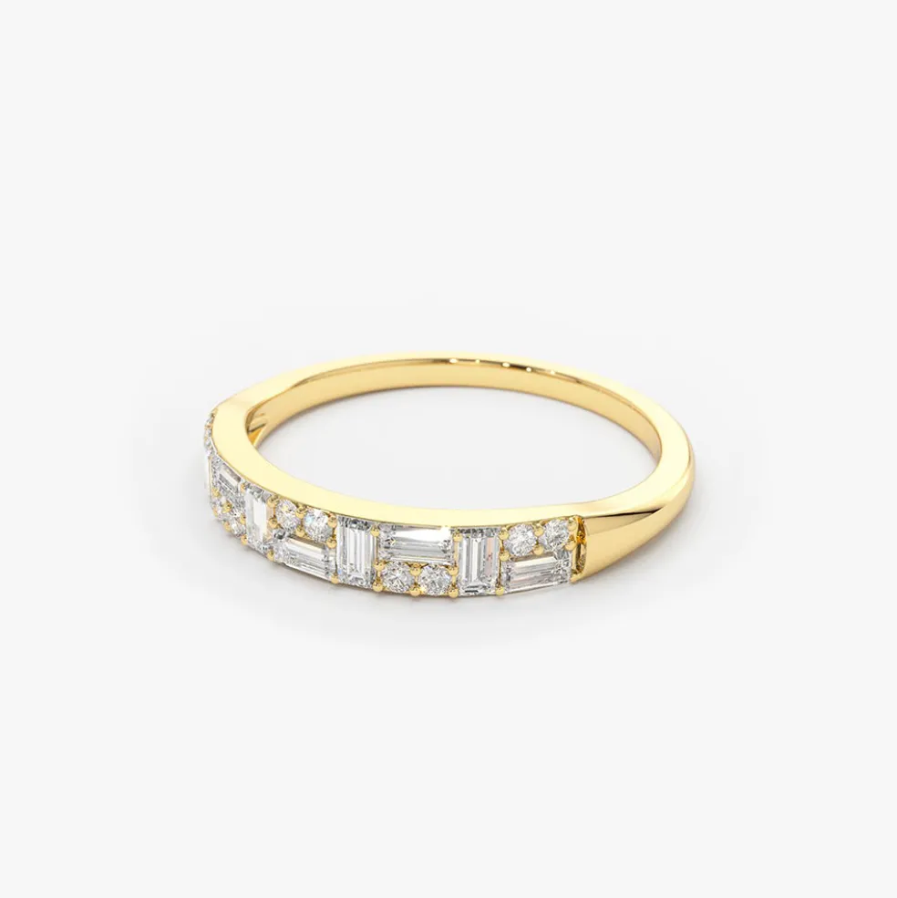 14k Baguette Diamond Stacking Ring