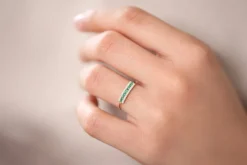 14k Baguette Emerald and Diamonds Ring
