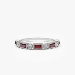 14k Baguette Ruby and Diamond Ring
