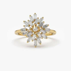 14K Ballerina Baguette Diamond Cluster Ring