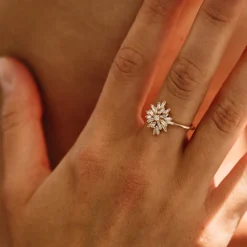 14K Ballerina Baguette Diamond Cluster Ring