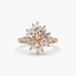 14K Ballerina Baguette Diamond Cluster Ring