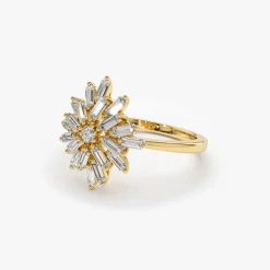 14K Ballerina Baguette Diamond Cluster Ring