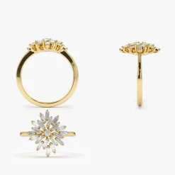 14K Ballerina Baguette Diamond Cluster Ring