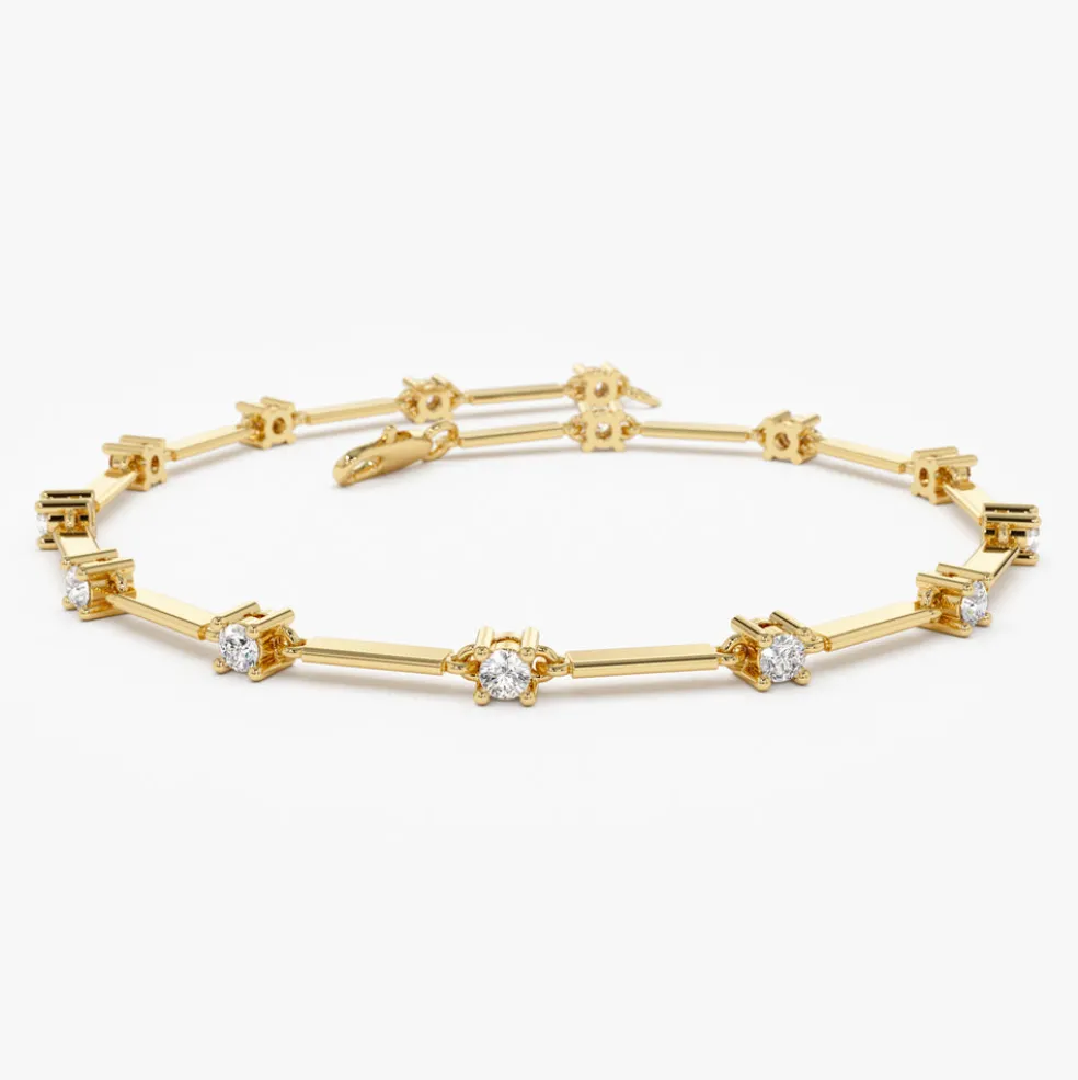 14k Bar and Diamond Infinity Bracelet 0.85 ctw