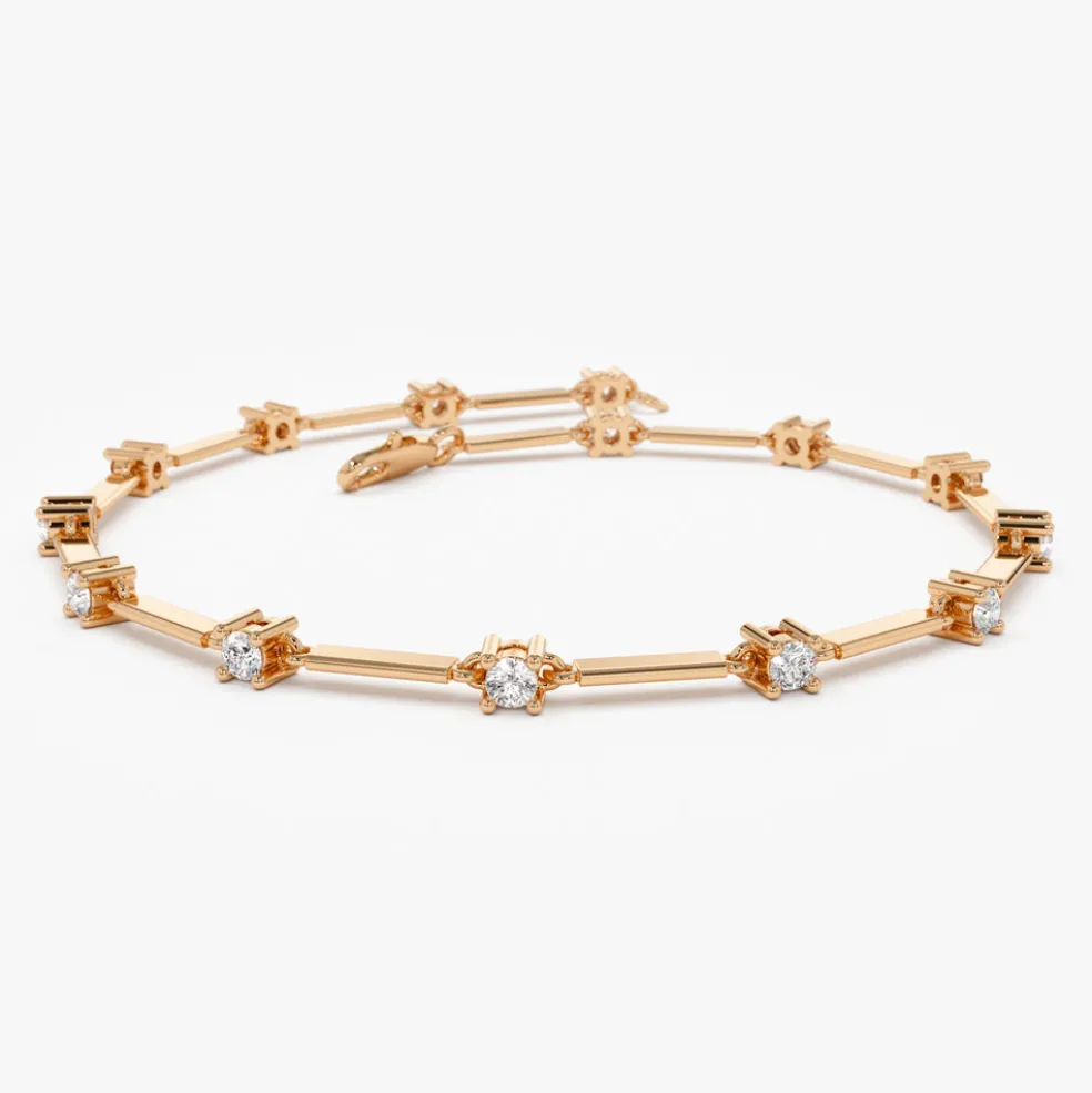 14k Bar and Diamond Infinity Bracelet 0.85 ctw