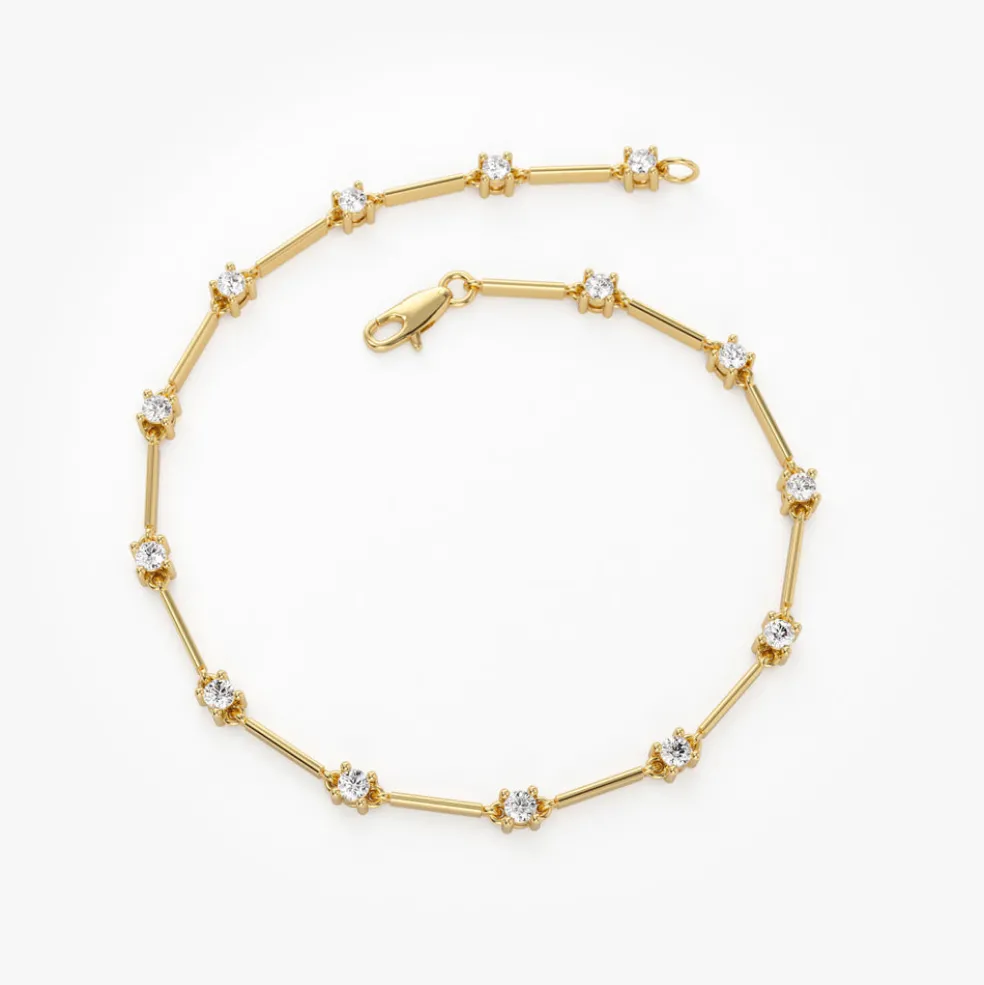 14k Bar and Diamond Infinity Bracelet 0.85 ctw