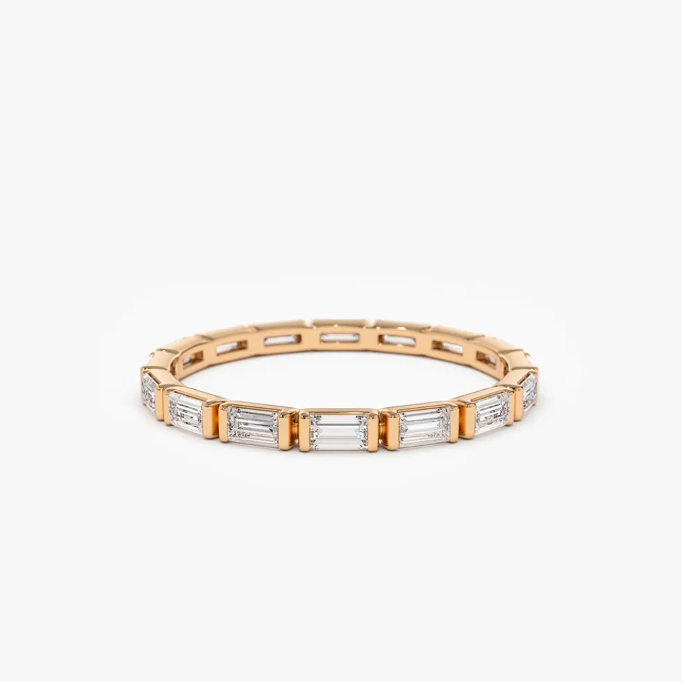 14k Bar Setting Baguette Diamond Eternity Ring