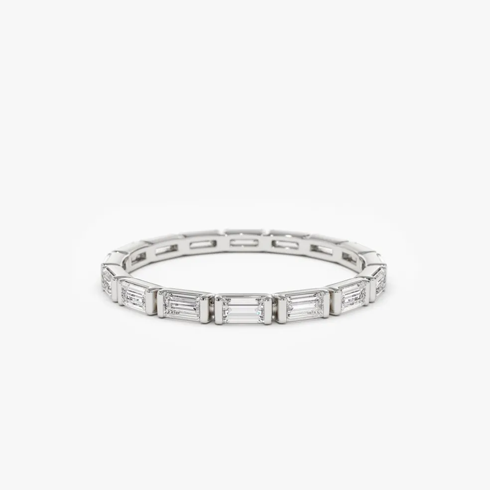 14k Bar Setting Baguette Diamond Eternity Ring