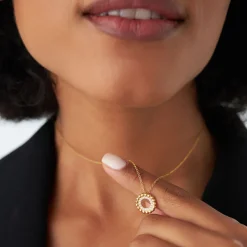 14k Beaded Diamond Circle Necklace