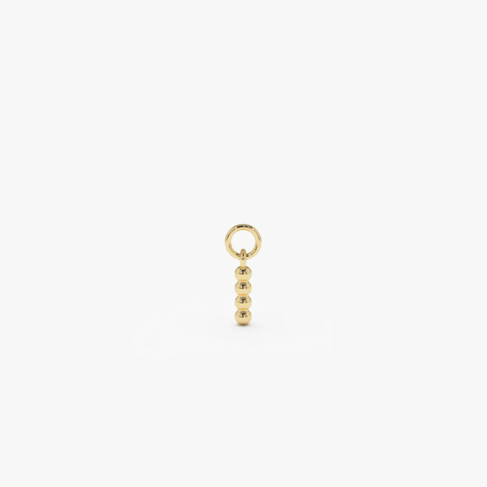 14k Beaded Hoop Charm