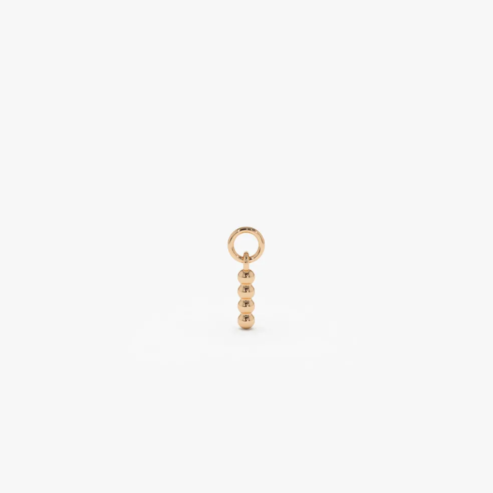 14k Beaded Hoop Charm