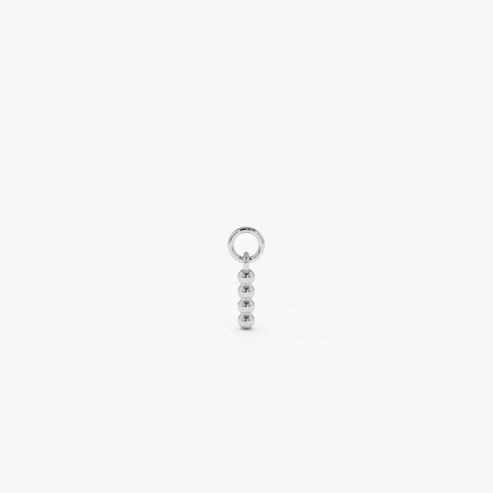 14k Beaded Hoop Charm