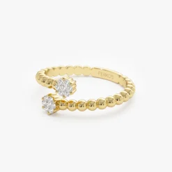 14k Beaded Open Bypass Diamond Illusion Ring
