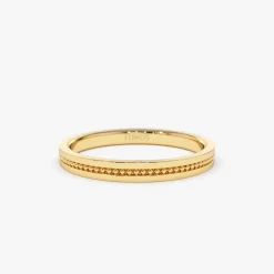 14k Beaded Stacking Gold Wedding Band