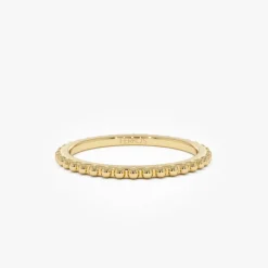 14k Beaded Wedding Band