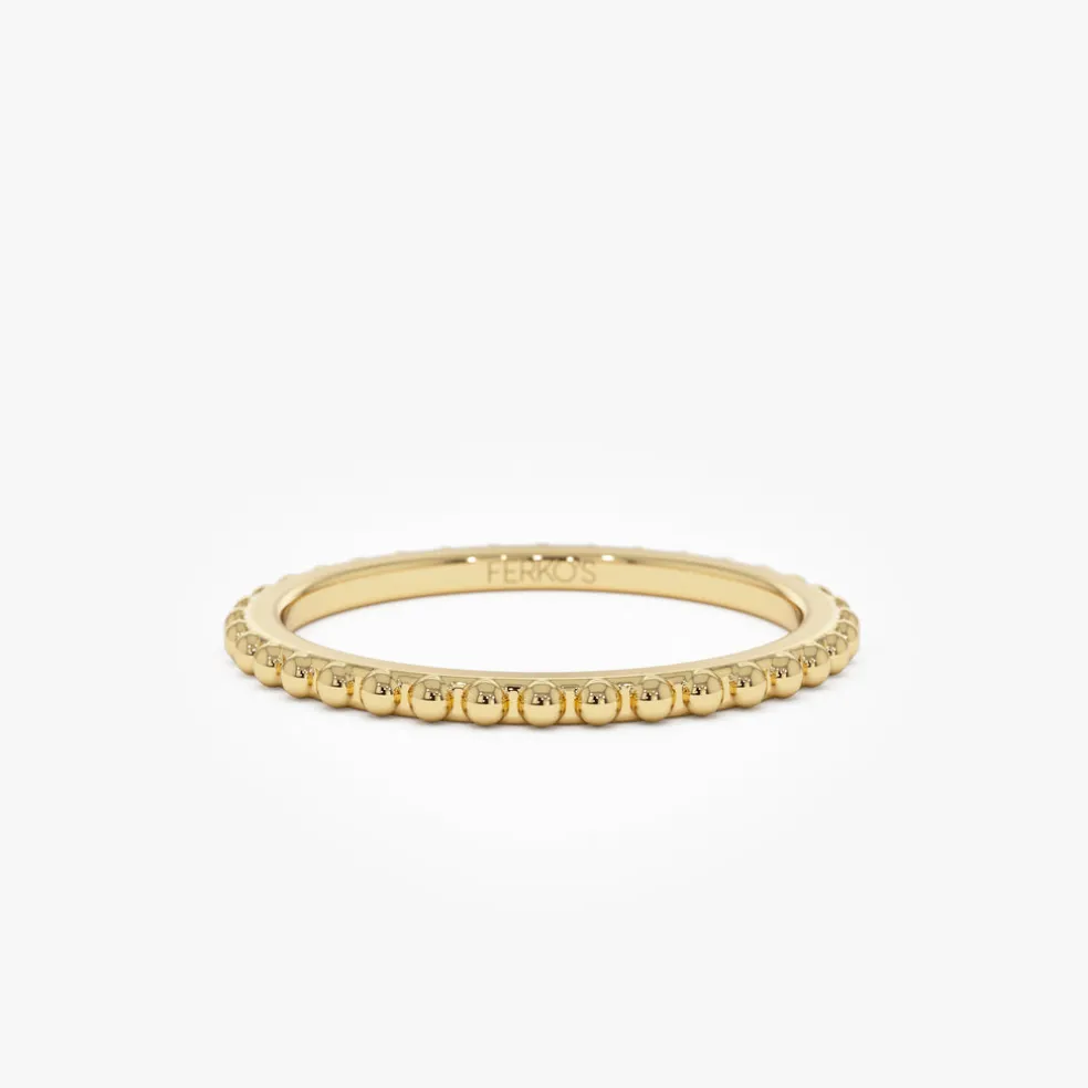 14k Beaded Wedding Band