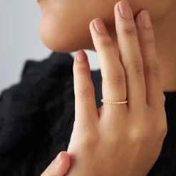 14k Beaded Wedding Band