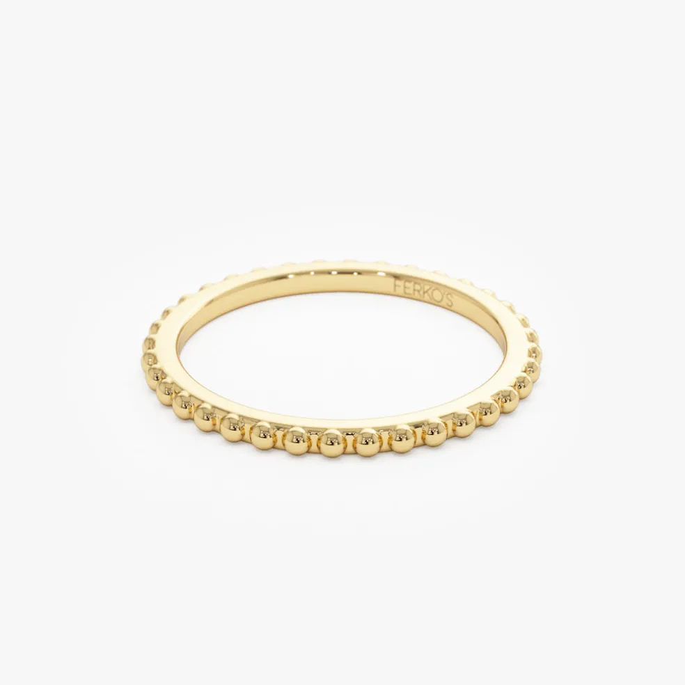 14k Beaded Wedding Band