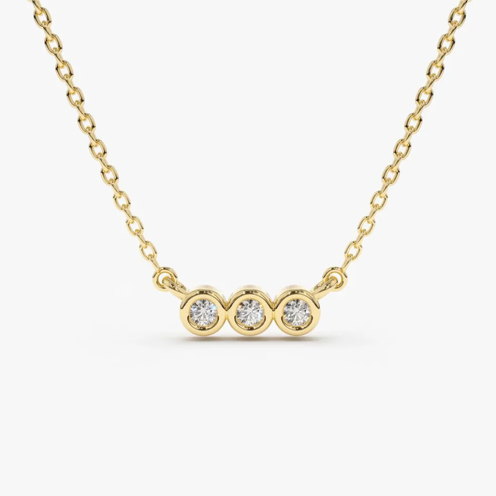 14k Bezel Set Diamond Necklace