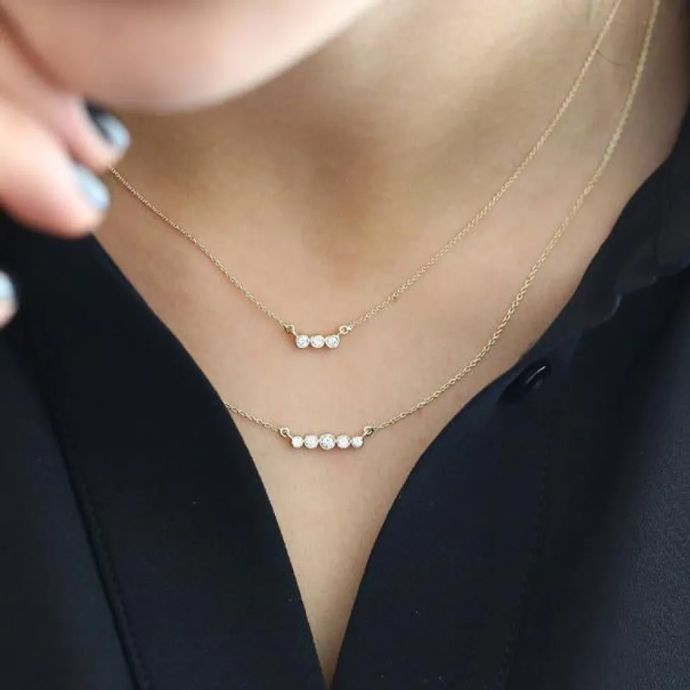 14k Bezel Set Diamond Necklace