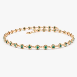 14k Bezel Set Emerald Tennis Bracelet