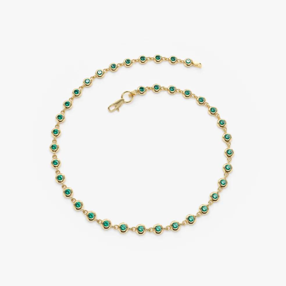 14k Bezel Set Emerald Tennis Bracelet